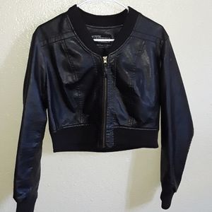 Leather crop jacket